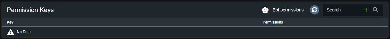 CAD Permission Keys panel with the Bot permissions button