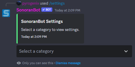 SonoranBot - /settings command